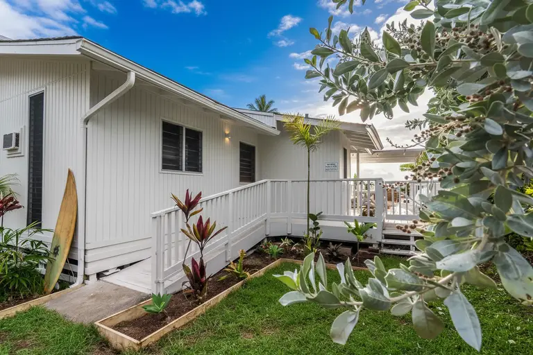 Oceanfront Oahu vacation rental exterior with direct beach access